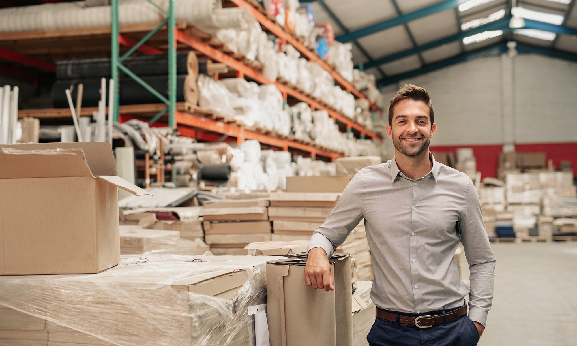 business owner in warehouse